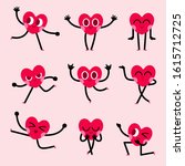 cute heart cartoon character... | Shutterstock .eps vector #1615712725