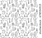 cooking tools doodle seamless... | Shutterstock .eps vector #678554515