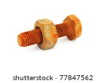 Rusty Nut And Bolt Isolated On...