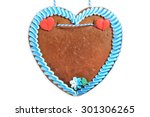 original unlabeled Bavarian gingerbread heart from Germany on white background