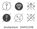 set of vector outline badges or ... | Shutterstock .eps vector #244912198