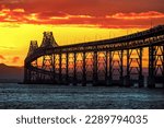 Steel bridge in early morning light