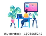 work graphic designer  a girl... | Shutterstock .eps vector #1905665242