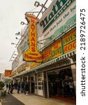 Small photo of BROOKLYN, NEW YORK - MAY 9, 2021: The Nathan's original restaurant at Coney Island, New York. The original Nathan's still exists on the same site that it did in 1916