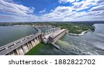 Largest hydroelectric power station on the Dnieper River in Zaporozhye.