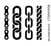 Metal Chain Parts Icons Set On...