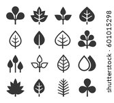 leaf icons set on white... | Shutterstock .eps vector #601015298