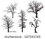 Set Of Dead Trees Silhouette
