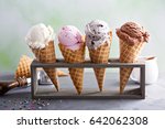 Variety of ice cream scoops in...