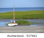 Beached Sailboat At Low Tide ...
