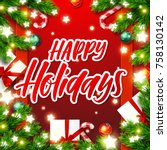  christmas greeting card. xmas... | Shutterstock .eps vector #758130142