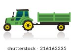 Green Tractor With Trailer 