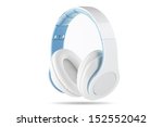 White headphone with white center and blue trim