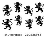 royal heraldic black lions set... | Shutterstock .eps vector #210836965