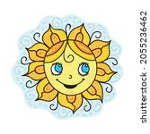 cute cartoon sun. vector... | Shutterstock .eps vector #2055236462