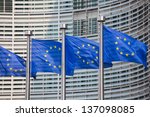 European Flags In Front Of The...