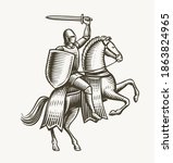 knight on horseback. medieval... | Shutterstock .eps vector #1863824965