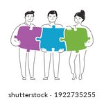 people connecting puzzle pieces.... | Shutterstock .eps vector #1922735255