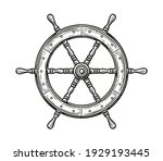 ship wheel isolated on white... | Shutterstock .eps vector #1929193445