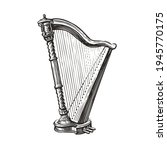musical harp hand drawn sketch. ... | Shutterstock .eps vector #1945770175