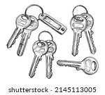 hand drawn set keys. sketch... | Shutterstock .eps vector #2145113005
