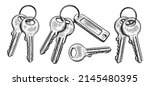 bunch of keys drawn in sketch... | Shutterstock .eps vector #2145480395