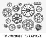 hand drawn vintage gears ... | Shutterstock .eps vector #471134525