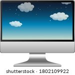 computer with sky on screen... | Shutterstock .eps vector #1802109922