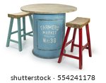 Vintage Barrel Table With Two...