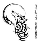 howling wolf as tribal tattoo... | Shutterstock .eps vector #662594362