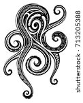 octopus tattoo with maori style ... | Shutterstock .eps vector #713205388