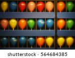 Side by side and superimposed balloons of a shooting gallery at a fair / Shoot balloons            