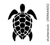Vector black silhouette of a turtle isolated on a white background.