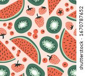 flat fruit seamless pattern in... | Shutterstock .eps vector #1670787652