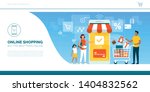 happy family doing grocery... | Shutterstock .eps vector #1404832562