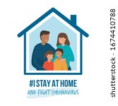 i stay at home awareness social ... | Shutterstock .eps vector #1674410788