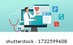 online medical consultation and ... | Shutterstock .eps vector #1732599608