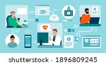 patients connecting online with ... | Shutterstock .eps vector #1896809245