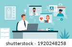 doctor connecting online and... | Shutterstock .eps vector #1920248258