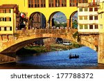Sunset light over Ponte Vecchio, Arno River, Florence, Italy,Europe