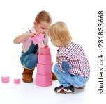 Children playing with blocks...