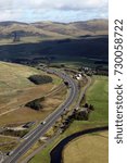 Small photo of aerial view of the M74 Motorway as it heads north to Scotland through Dumfries & Galloway, UK