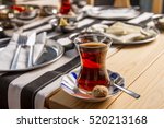 Close Up Red Turkish Tea With...