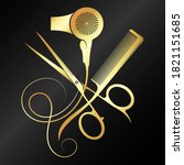 Gold Scissors And Comb With...