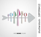 papercut bone fish cutlery ... | Shutterstock .eps vector #189598412