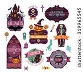 set of vintage happy halloween... | Shutterstock .eps vector #319965545
