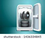 winter tires with a label are... | Shutterstock . vector #1436334845