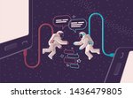 two astronauts communicate in... | Shutterstock . vector #1436479805
