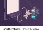 astronaut in a spacesuit is... | Shutterstock . vector #1436479862