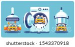automatic car wash line on the... | Shutterstock . vector #1543370918